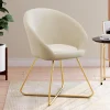 Fauteuil rond en velours beige avec pieds croisés dorés*IDMarket New