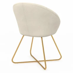 Fauteuil rond en velours beige avec pieds croisés dorés*IDMarket New