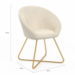 Fauteuil rond en velours beige avec pieds croisés dorés*IDMarket New