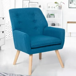 Fauteuil scandinave bleu canard*IDMarket Sale