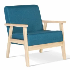 Fauteuil scandinave bois bleu canard*IDMarket Outlet