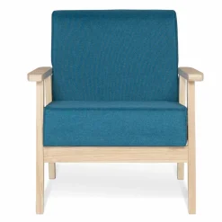 Fauteuil scandinave bois bleu canard*IDMarket Outlet