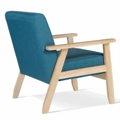 Fauteuil scandinave bois bleu canard*IDMarket Outlet