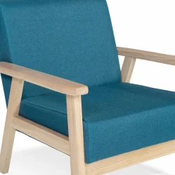 Fauteuil scandinave bois bleu canard*IDMarket Outlet