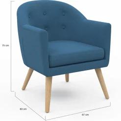 Fauteuil scandinave cabriolet bleu*IDMarket Clearance