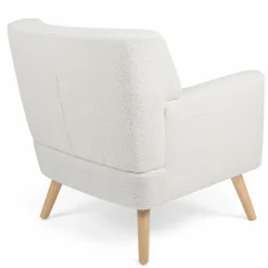 Fauteuil scandinave en tissu bouclette blanc*IDMarket Clearance