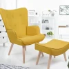 Fauteuil scandinave en tissu jaune*IDMarket Clearance
