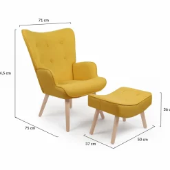 Fauteuil scandinave en tissu jaune*IDMarket Clearance