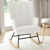 Fauteuil scandinave en tissu à bascule bouclette beige*IDMarket Outlet