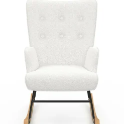 Fauteuil scandinave en tissu à bascule bouclette beige*IDMarket Outlet