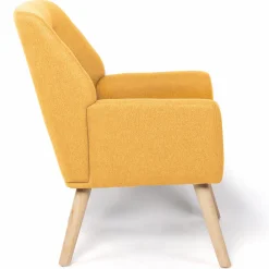Fauteuil scandinave en tissu jaune moutarde*IDMarket Sale
