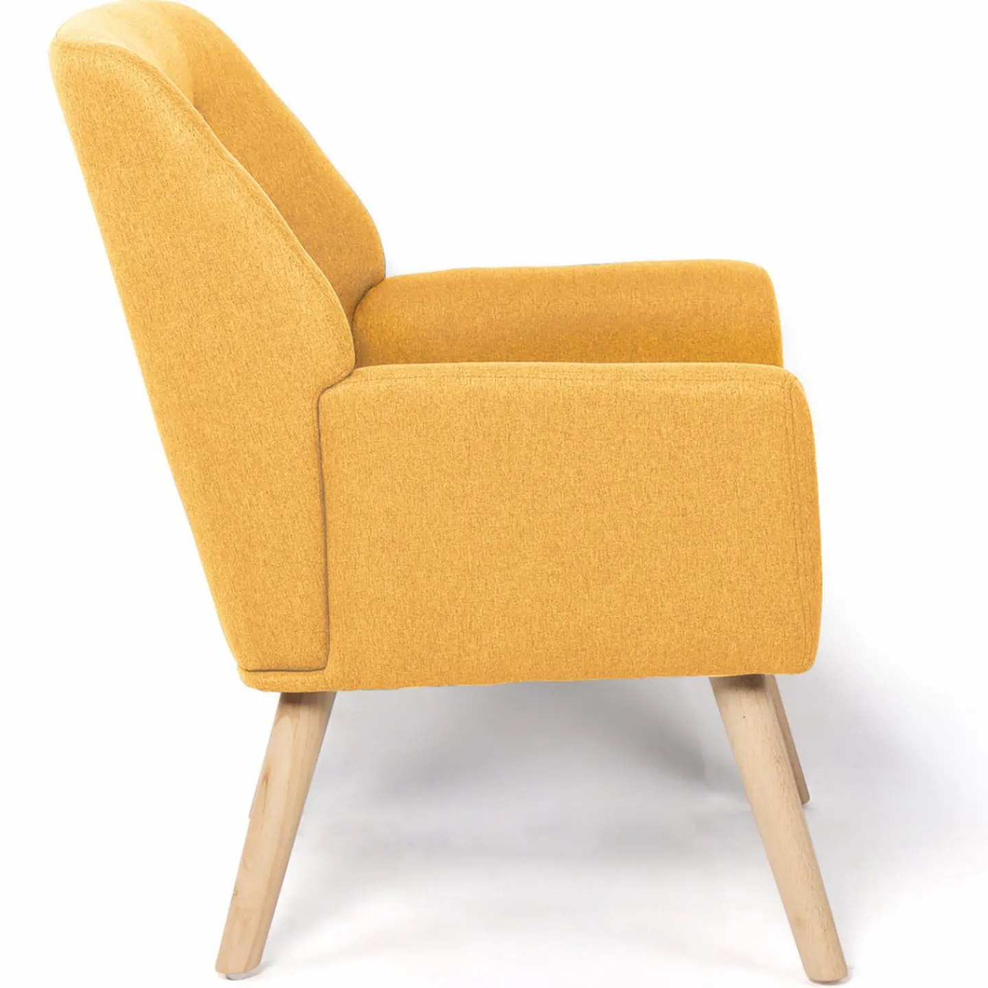 Fauteuil scandinave en tissu jaune moutarde*IDMarket Sale