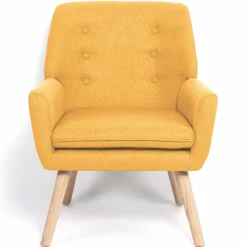 Fauteuil scandinave en tissu jaune moutarde*IDMarket Sale