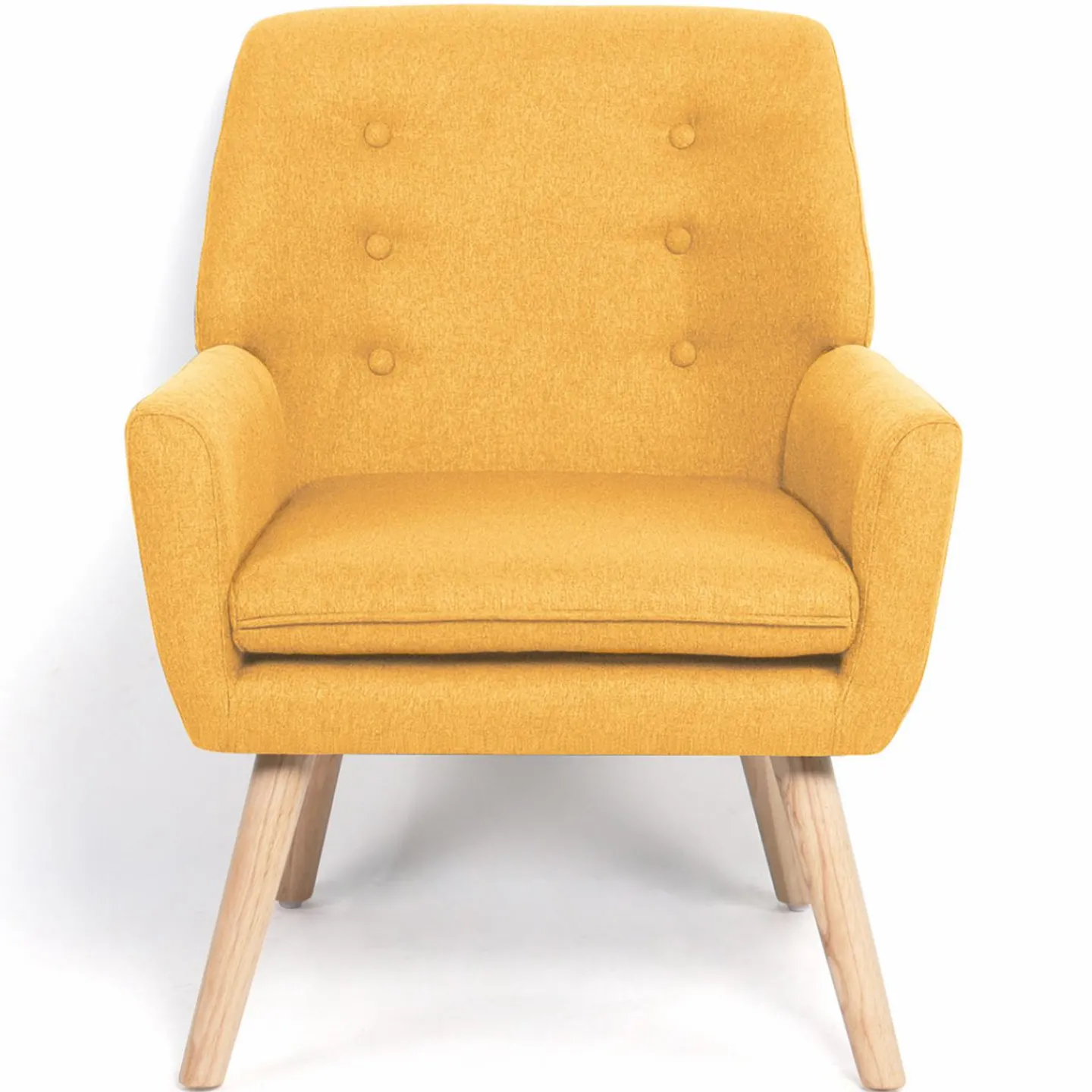Fauteuil scandinave en tissu jaune moutarde*IDMarket Sale