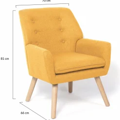 Fauteuil scandinave en tissu jaune moutarde*IDMarket Sale