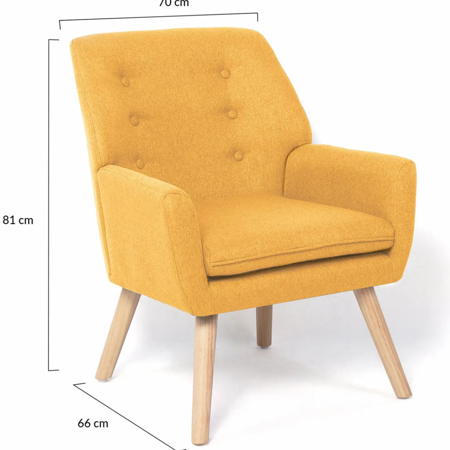 Fauteuil scandinave en tissu jaune moutarde*IDMarket Sale