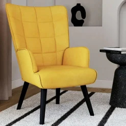 Fauteuil scandinave en velours jaune moutarde*IDMarket Online