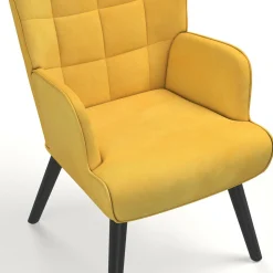 Fauteuil scandinave en velours jaune moutarde*IDMarket Online