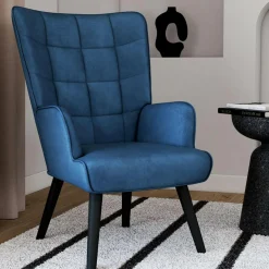 Fauteuil scandinave en velours bleu*IDMarket New