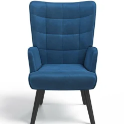 Fauteuil scandinave en velours bleu*IDMarket New