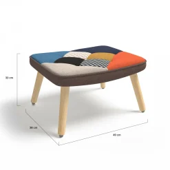 Fauteuil scandinave multicolore imprimé pied de poule avec repose pieds*IDMarket Online