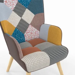 Fauteuil scandinave multicolore avec repose pieds*IDMarket Discount