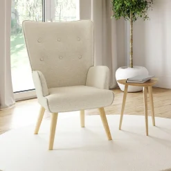 Fauteuil scandinave tissu beige*IDMarket Sale