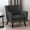 Fauteuil scandinave velours gris anthracite*IDMarket Clearance