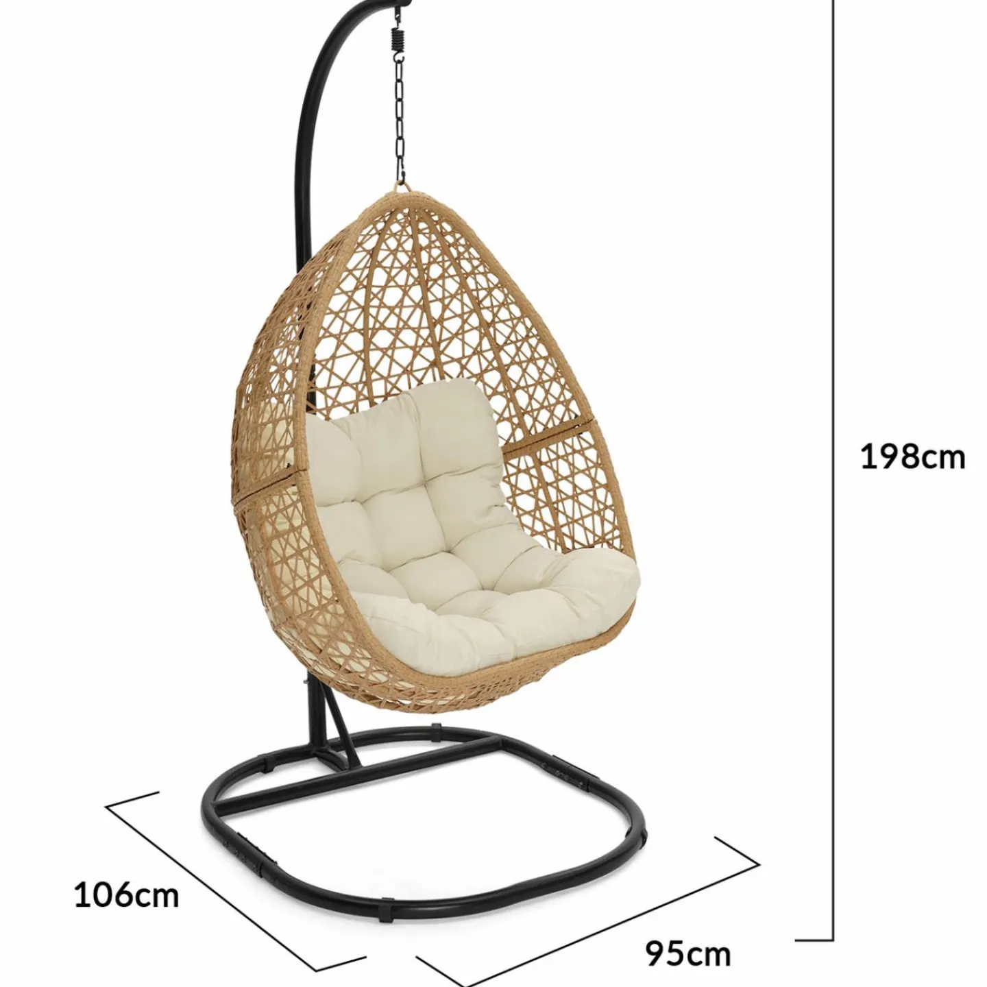 Fauteuil suspendu effet rotin avec coussin écru*IDMarket Hot