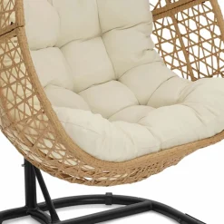 Fauteuil suspendu effet rotin avec coussin écru*IDMarket Hot