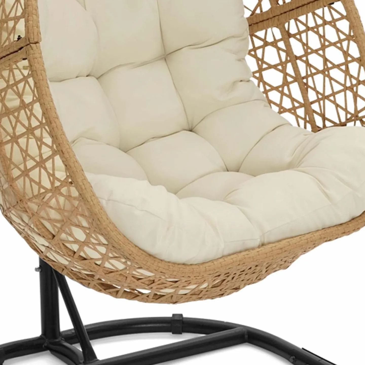 Fauteuil suspendu effet rotin avec coussin écru*IDMarket Hot