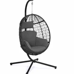 Fauteuil œuf suspendu avec coussins gris*IDMarket New