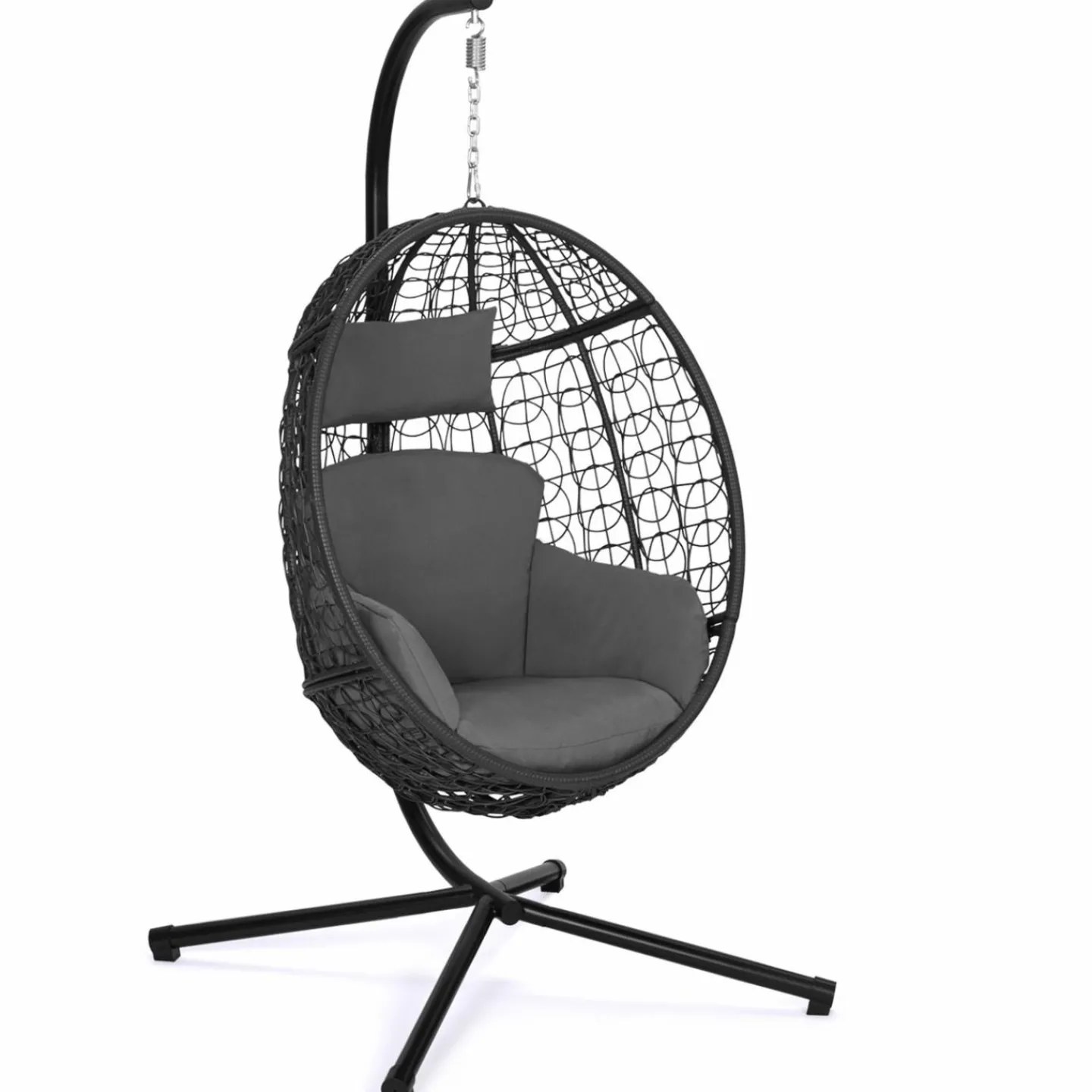 Fauteuil œuf suspendu avec coussins gris*IDMarket New