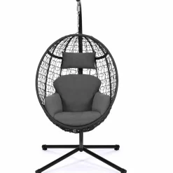 Fauteuil œuf suspendu avec coussins gris*IDMarket New