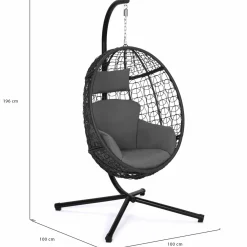 Fauteuil œuf suspendu avec coussins gris*IDMarket New