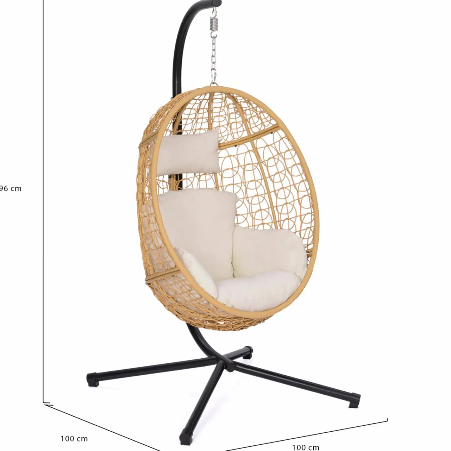 Fauteuil œuf suspendu effet rotin avec coussins écru*IDMarket Clearance