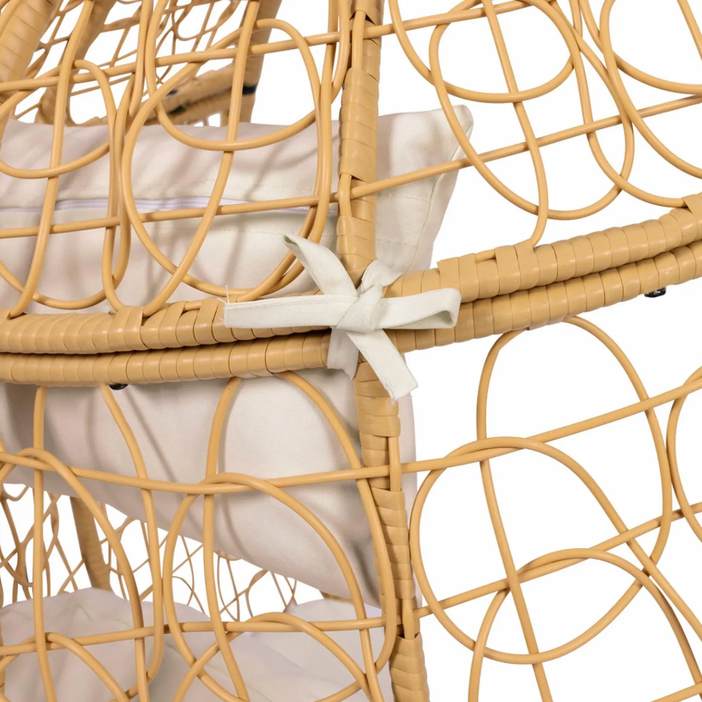 Fauteuil œuf suspendu effet rotin avec coussins écru*IDMarket Clearance