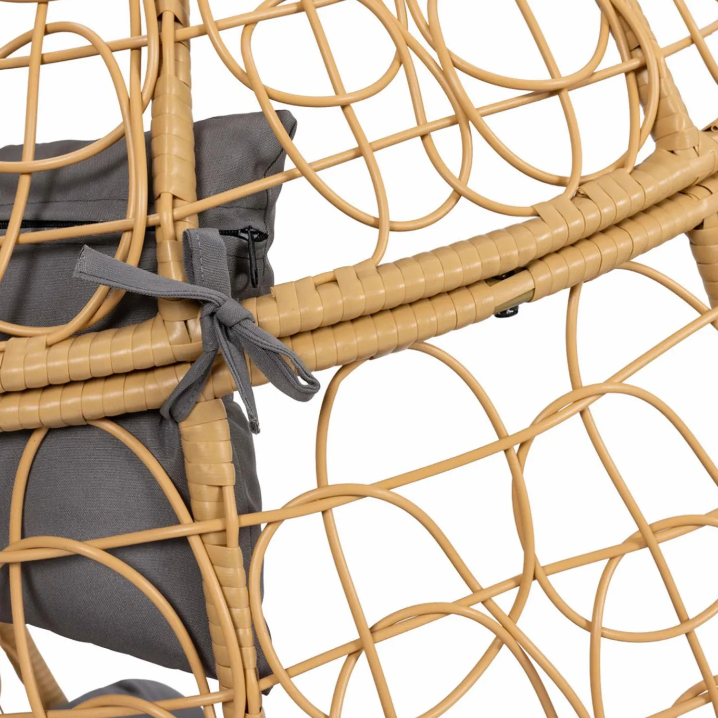 Fauteuil œuf suspendu effet rotin avec coussins gris*IDMarket Online