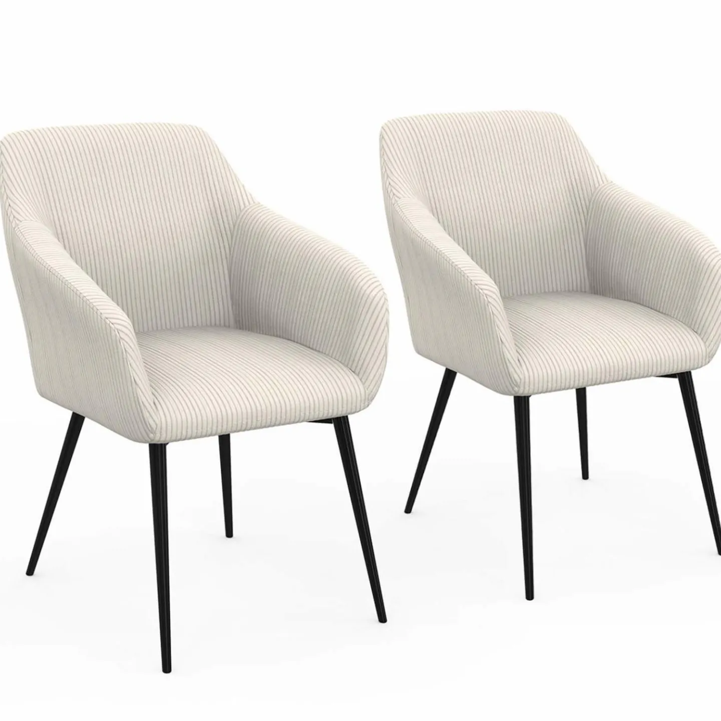 Fauteuils de table en velours côtelé beige : lot de 2*IDMarket Best