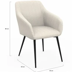 Fauteuils de table en velours côtelé beige : lot de 2*IDMarket Best