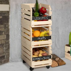 Garde-manger empilable en bois à roulettes*IDMarket Discount