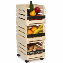 Garde-manger empilable en bois à roulettes*IDMarket Discount