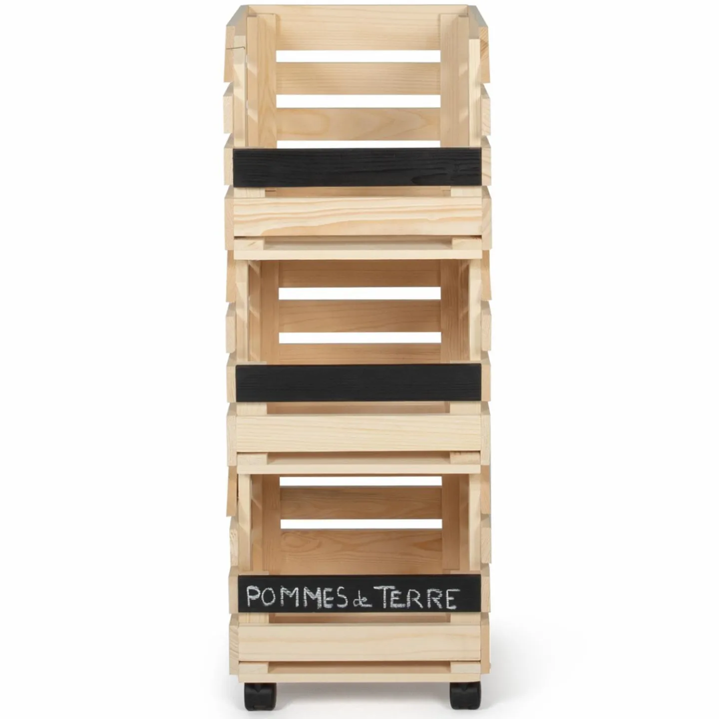 Garde-manger empilable en bois à roulettes*IDMarket Discount