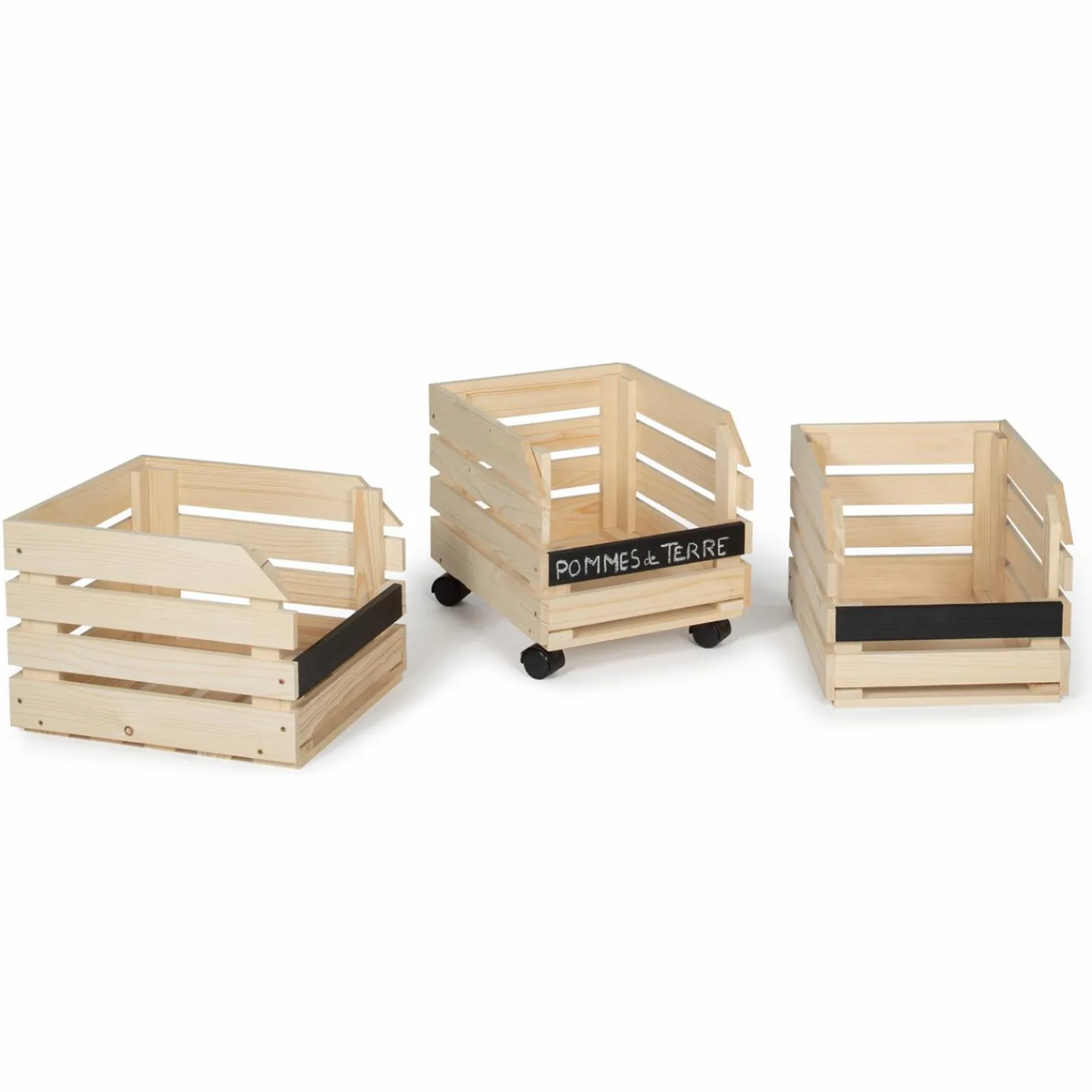 Garde-manger empilable en bois à roulettes*IDMarket Discount