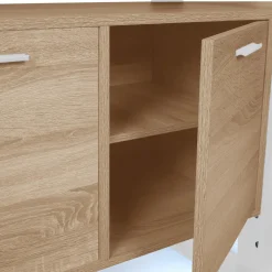 Grand buffet bois et blanc 160 cm 4 portes*IDMarket Outlet