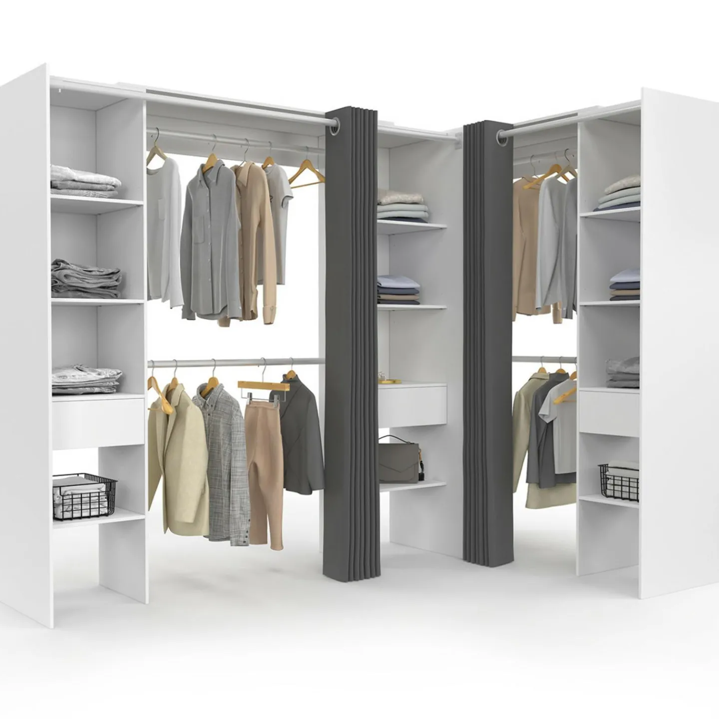 Grand dressing d’angle extensible 230x140x180 cm blanc*IDMarket Sale