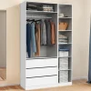 Grand dressing modulable blanc 200 cm avec 1 penderie, 7 étagères et 3 tiroirs*IDMarket New