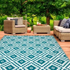 Grand tapis bleu canard pour terrasse et extérieur*IDMarket Best
