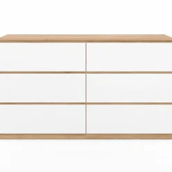 Grande commode 6 tiroirs façon hêtre et blanc*IDMarket Online