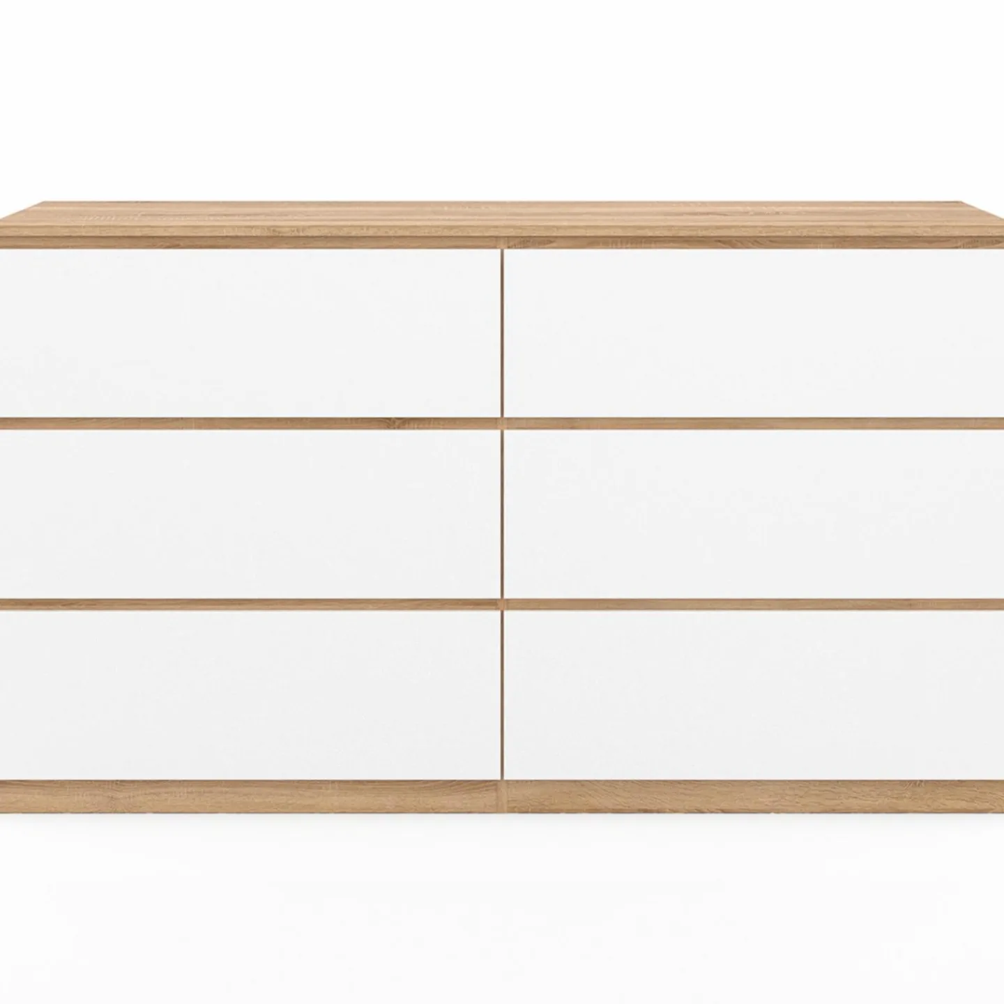Grande commode 6 tiroirs façon hêtre et blanc*IDMarket Online